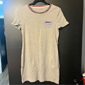 Tommy Hilfiger Gray T-Shirt  Dress with Striped Collar